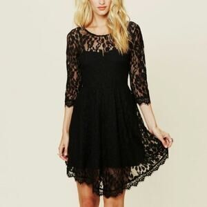 Free People Queens Love Black Asymmetrical Size 0 Dress